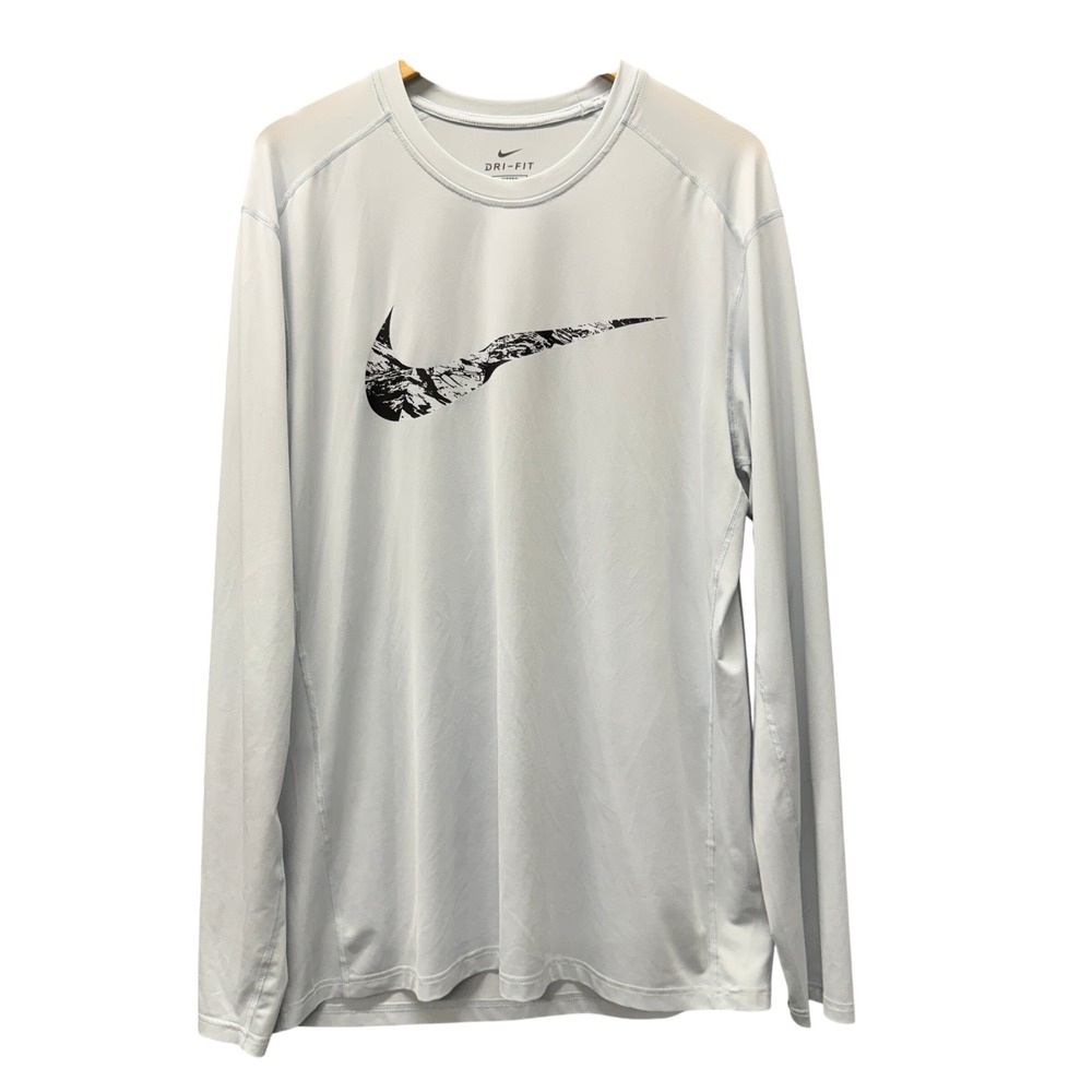 Nike Long Sleeve Shirt Mens XL Dri-Fit Fitted Gray Athletic Long Sleeve Pullover